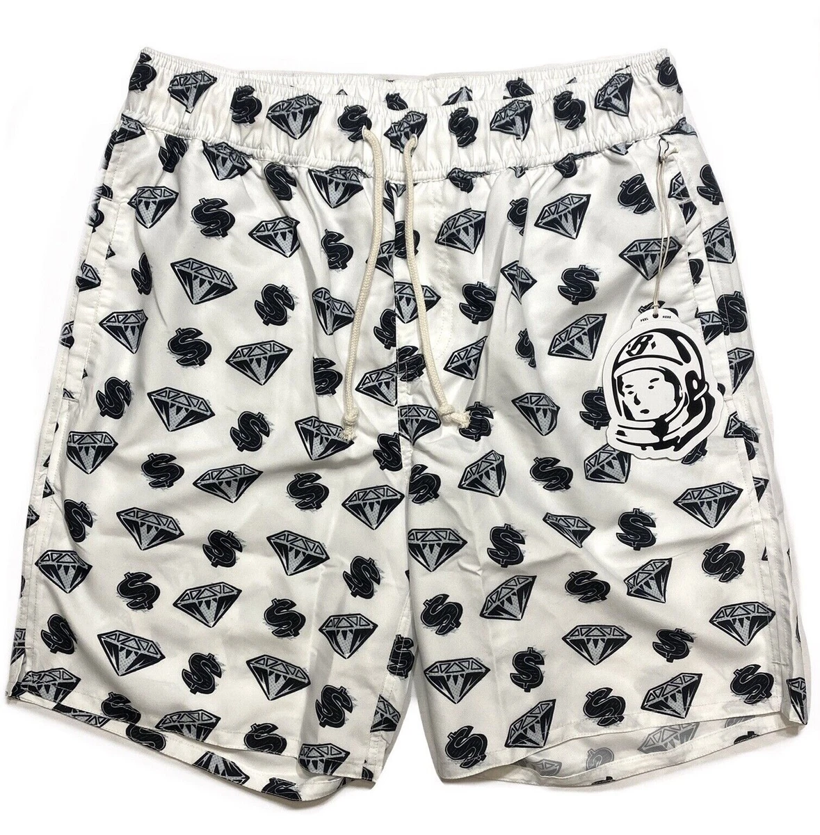 BILLIONAIRE BOYS CLUB Flagship Diamonds Dollars Swim Shorts White MSRP 100