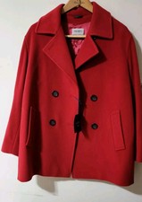 Cinzia Rocca Icons Red Wool Peacoat With Notch Collar Sz-10 Nwt $1200
