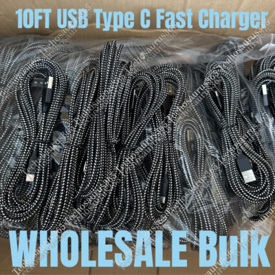 Lot 10ft USB Type C Fast Charger Cable Charging Cord For Samsung iPhone 15 16Pro