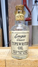 vintage EMGEE Finest Typewriter Oil cork top glass bottle oiler thumbnail