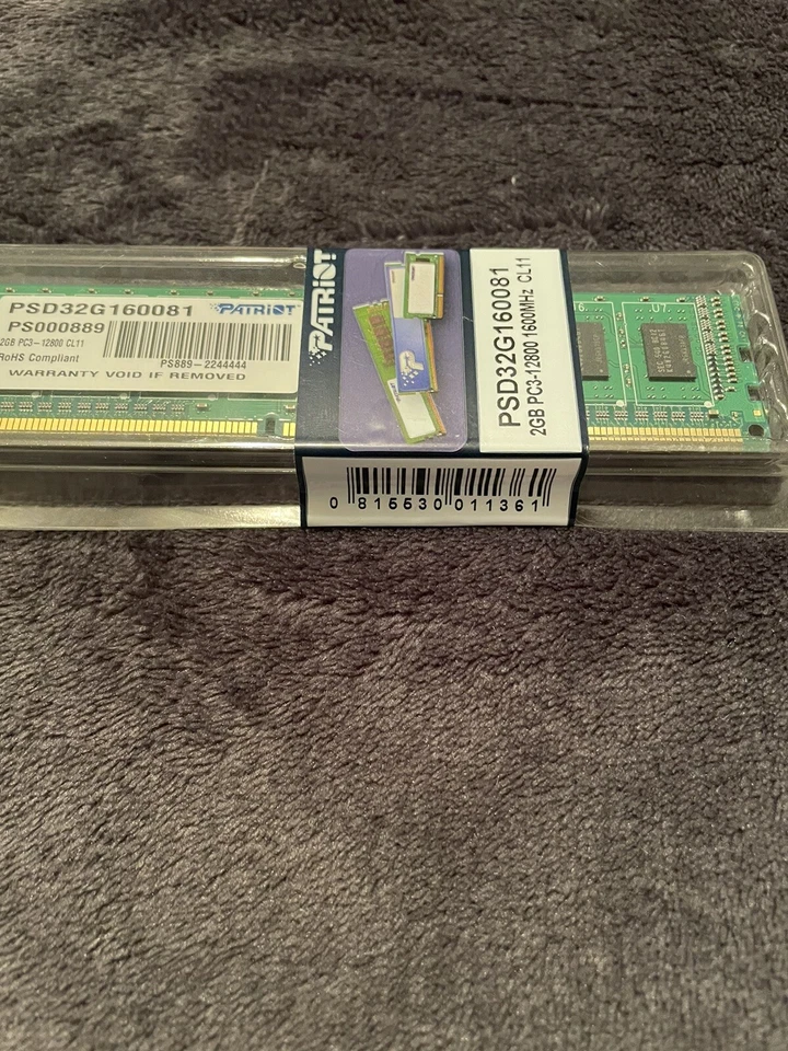 Patriot Signature 2GB DDR3 PC3-12800 (1600MHz) CL11 DIMM Memory PSD32G160081 - Image 2 of 2