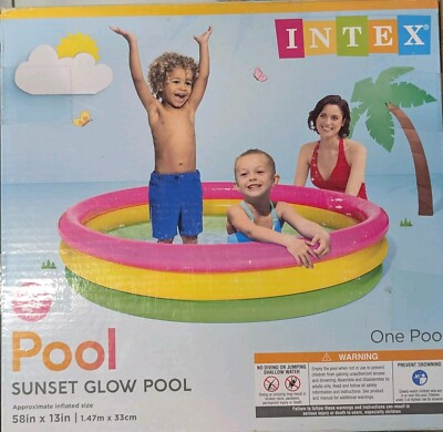 Intex Sunset Glow Pool 58'' X 13'' Backyard Kids Vinyl Splash Pool New 