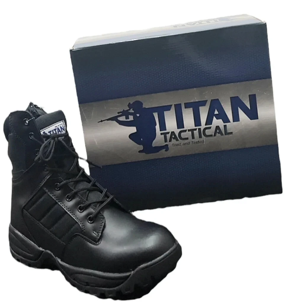 Black Patrol 50/50 Leather Combat Boots With Side Zip Army Cadet Security