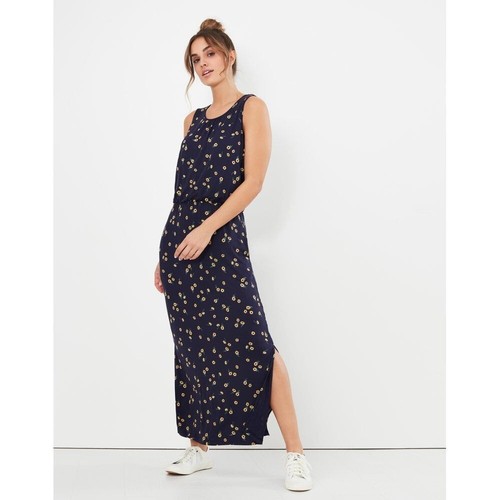 Joules UK 10 Navy Blue Floral Sunflower Maxi Dress - EcoVero Viscose, Sleeveless - Picture 3 of 14