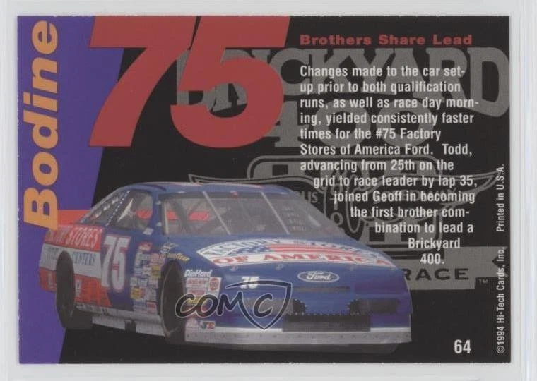 1995 Hi-Tech Brickyard 400 Todd Bodine #64 - Image 2 of 2