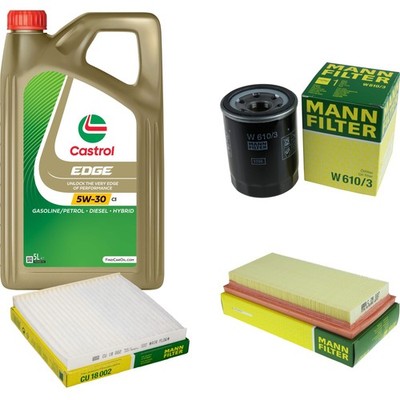 MANN Inspektionspaket 5L CASTROL EDGE 5W-30 C3 für Mitsubishi Mirage/Space Star