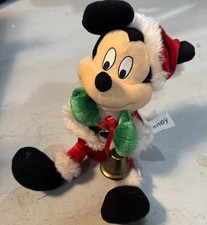 Vintage 7  Disney Mickey Mouse Plush Stuffed Animal Christmas Santa. See Desc
