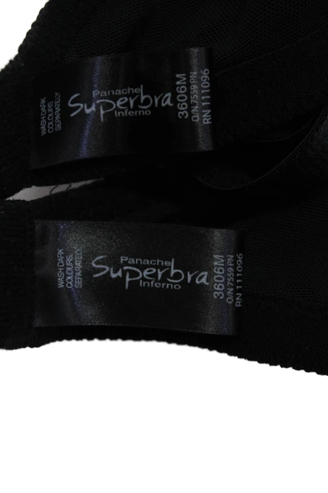 Conjunto de sujetador push up con cable ajustable con broche de algodón Panache para mujer negro talla 38D 38F Foto 3 de 4