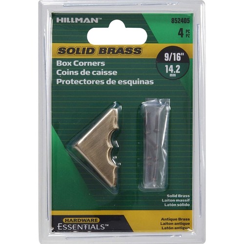 Hillman Solid Brass Decorative Corner Brace Antique Brass (9/16") 4 Pack 852405