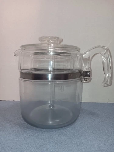 Vintage Pyrex Percolator 7756 Flameware 6 Cup Glass Coffee Pot & Lid Complete