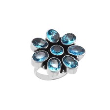 925 Sterling Silver Swiss Blue Topaz Gemstone Jewelry Ring All size US
