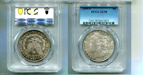 1890 S MORGAN SILVER DOLLAR PCGS GRADED AU58 7371T