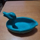 WELLER POTTERY, ADORABLE DUCK PIN TRAY, MOTTLED GREEN TO BLUE GLAZE