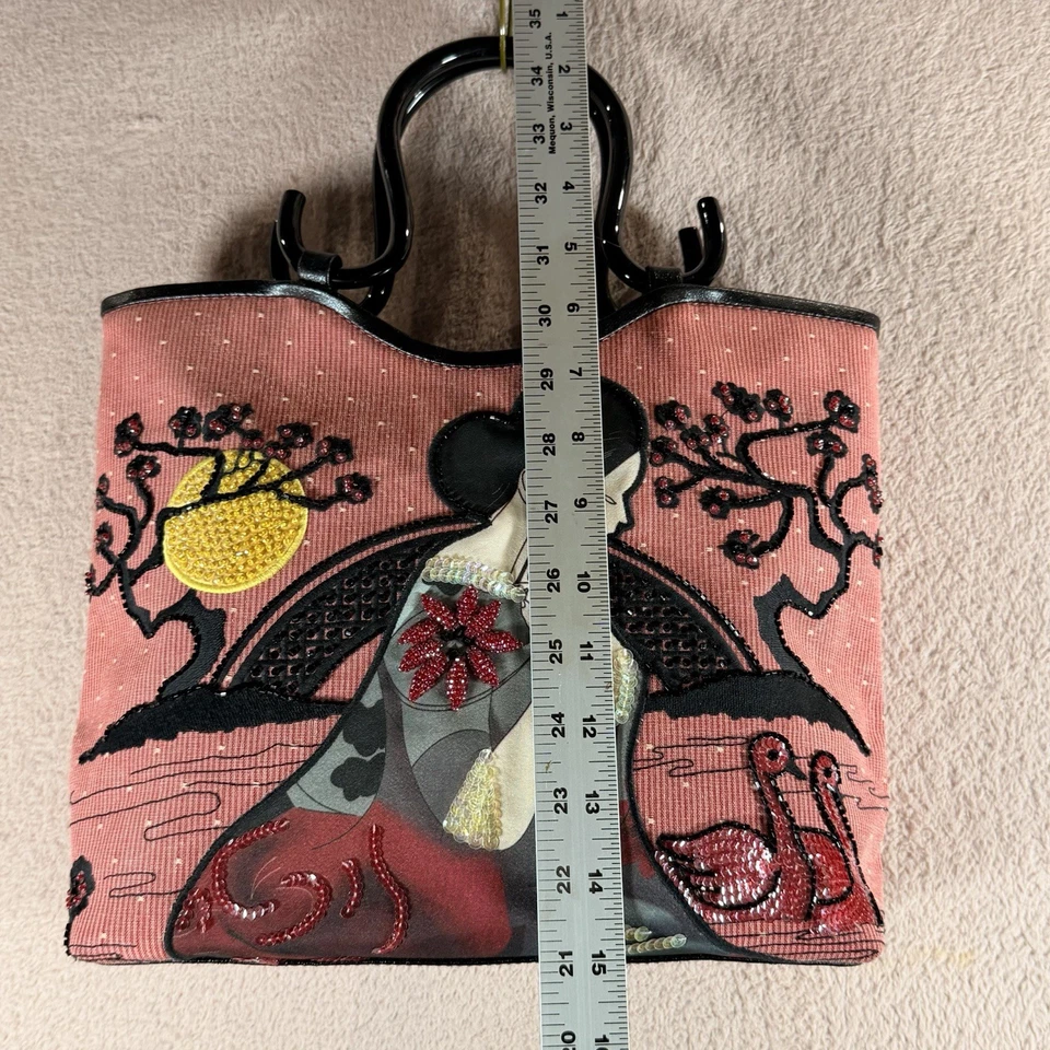 Bolso Isabelle Fiore Top Lock Luna Jardín Geisha Cuentas Lentejuelas Bordado Foto 2 de 4
