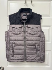 Hooey Men’s Packable Full Zip Quilted Vest Size XL Gray & Black