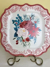Pioneer Woman Cheerful Rose Stoneware Platter 12.5" Christmas Serving Plate