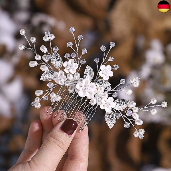Braut Hochzeit HaarkäMme Kristall Blume Braut Kopfschmuck Perlen Haarklammern Ha-image