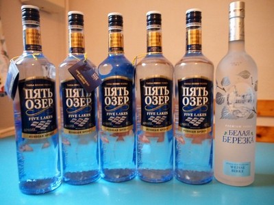 5 x Five Lakes Vodka Original (noch Friedensware von 2020/21) + 1 x Weiße Birke
