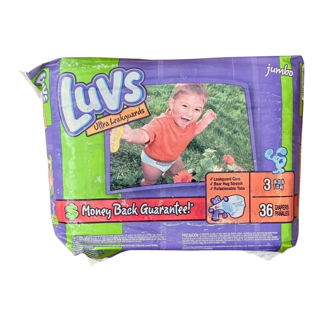 Vintage Luvs Blues Clues Diapers 36 Count Size 3 Sealed 2009