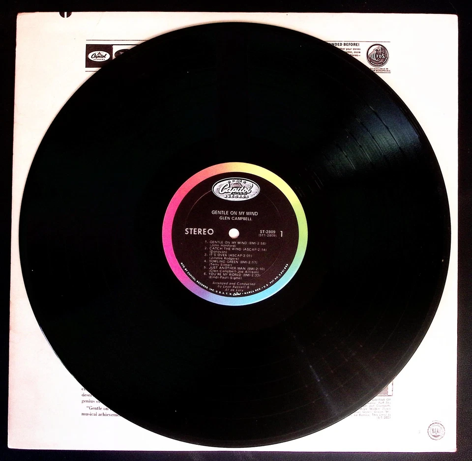GLEN CAMPBELL   GENTLE ON MY MIND  CAPITOL RECORDS VINYL LP 224-39 - Image 3 of 4