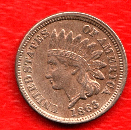 1863 INDIAN CENT ✪ UNCIRCULATED UNC ✪ 1C PENNY COIN