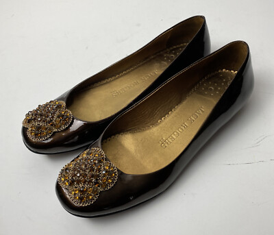 Jack Rogers Women Ballet Flat Patent Leather Brown Size  6.5