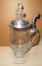 Glas Bierkrug mit  Glas-Zinn- Deckel