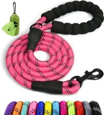 Rope Dog Leash 5 FT with Comfortable Padded Handle Highly Reflective Threads ...