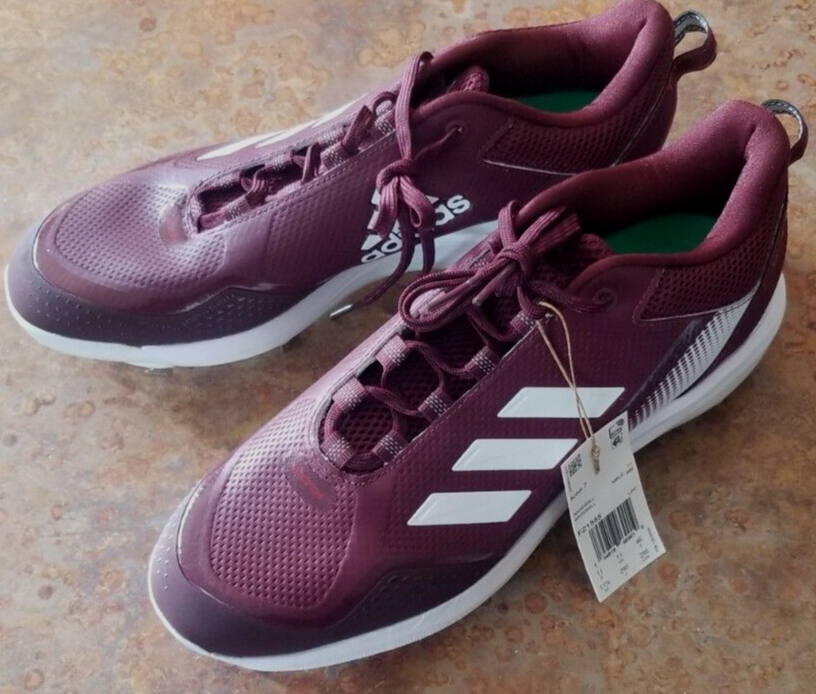 ⭐️ asas⭐️ Adidas Men's Icon 7 Baseball Cleats Metal Maroon White (FZ1555) Sz