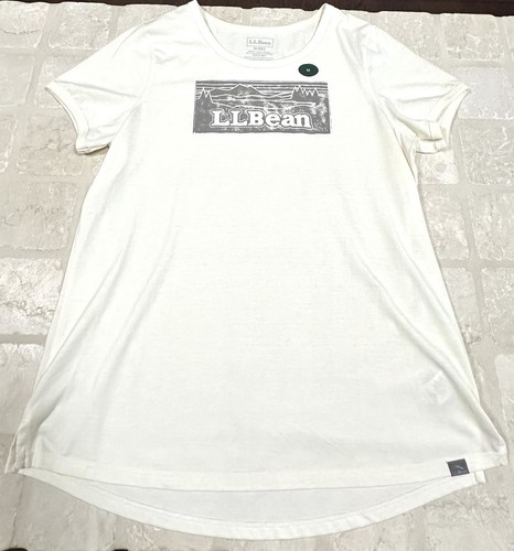 LL Bean kurzärmeliges Shirt - elfenbeinfarbene Damen Größe Medium Baumwolle neu mit Etikett