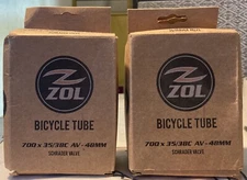 2 Zol Bicycle Bike Inner Tubes 700 x 35/38c AV  - 48mm Schrader Valve