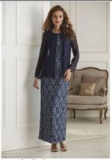 size small formal Jacket Dress dark blue sequins  lace by Midnight Velvet new