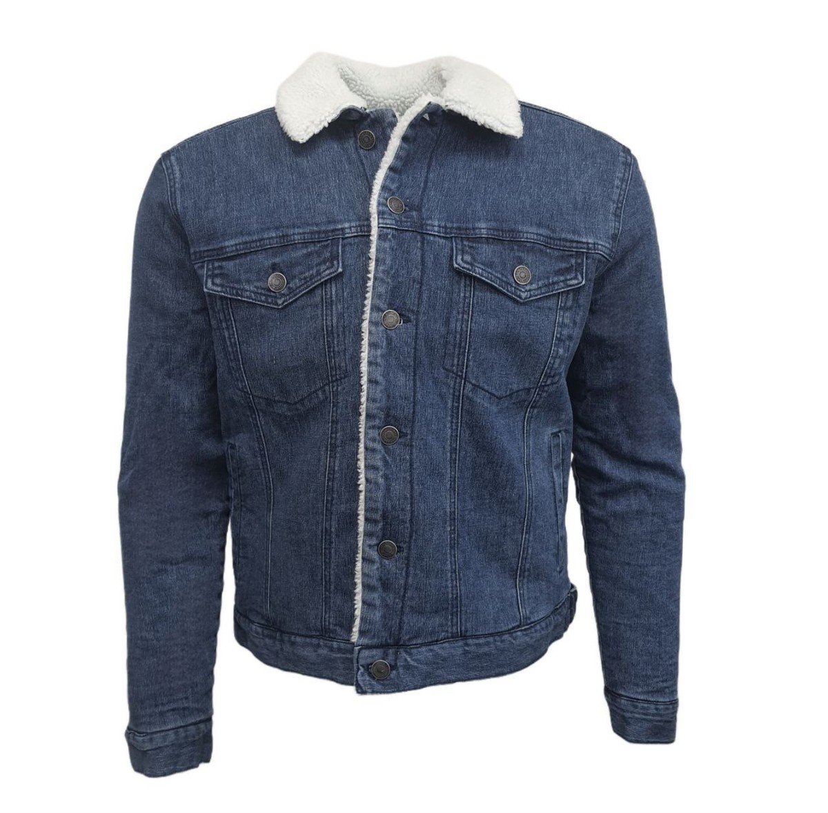ジャケット・アウター all hemp denim multiple pockets jacket HoodLamb Men's Indigo Denim Hemp Sherpa Lined Jacket 420 MTJ008