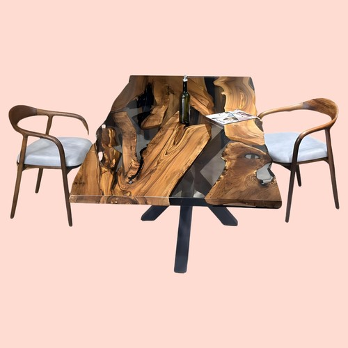 Live Edge Table Epoxy - Resin Dining Table - Custom Epoxy Resin Walnut Table - Picture 3 of 10