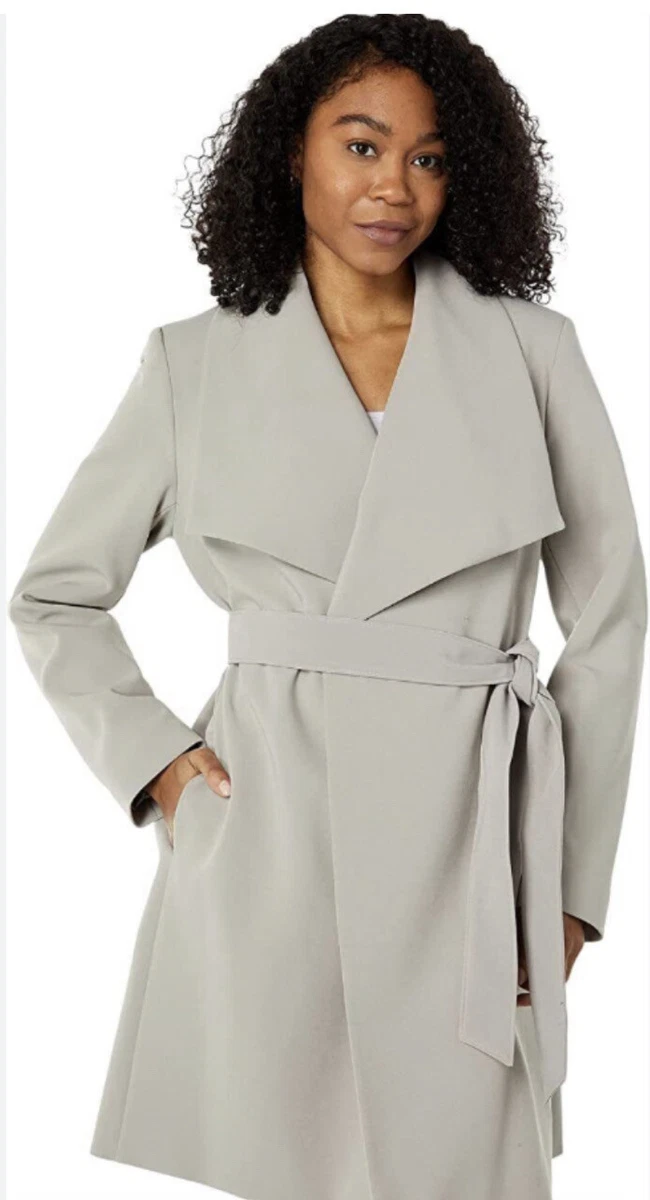 NWT Lauren Ralph Lauren Belted Wrap Crepe Coat Grey 1X eBay