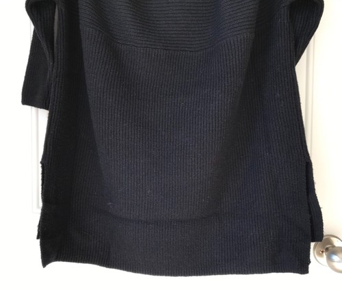 NWT Women’s Kaisley Black Open Shoulder Oversized V-Neck Rib Knit Sweater, Sz XS - Picture 8 of 12