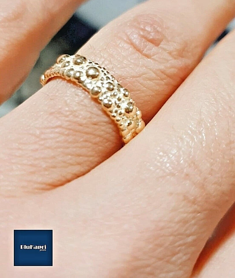 Anello rosario fede argento 925 oro giallo fascia perlinata fedina - Immagine 3 di 4