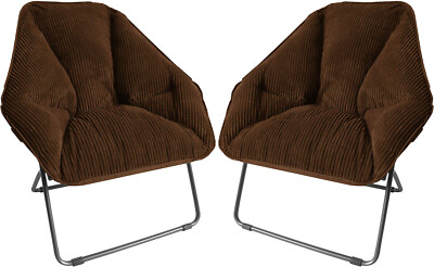 Zenithen Hexagon Folding Portable Dish Chair for Dorm Room, Brown (Pack of 2)