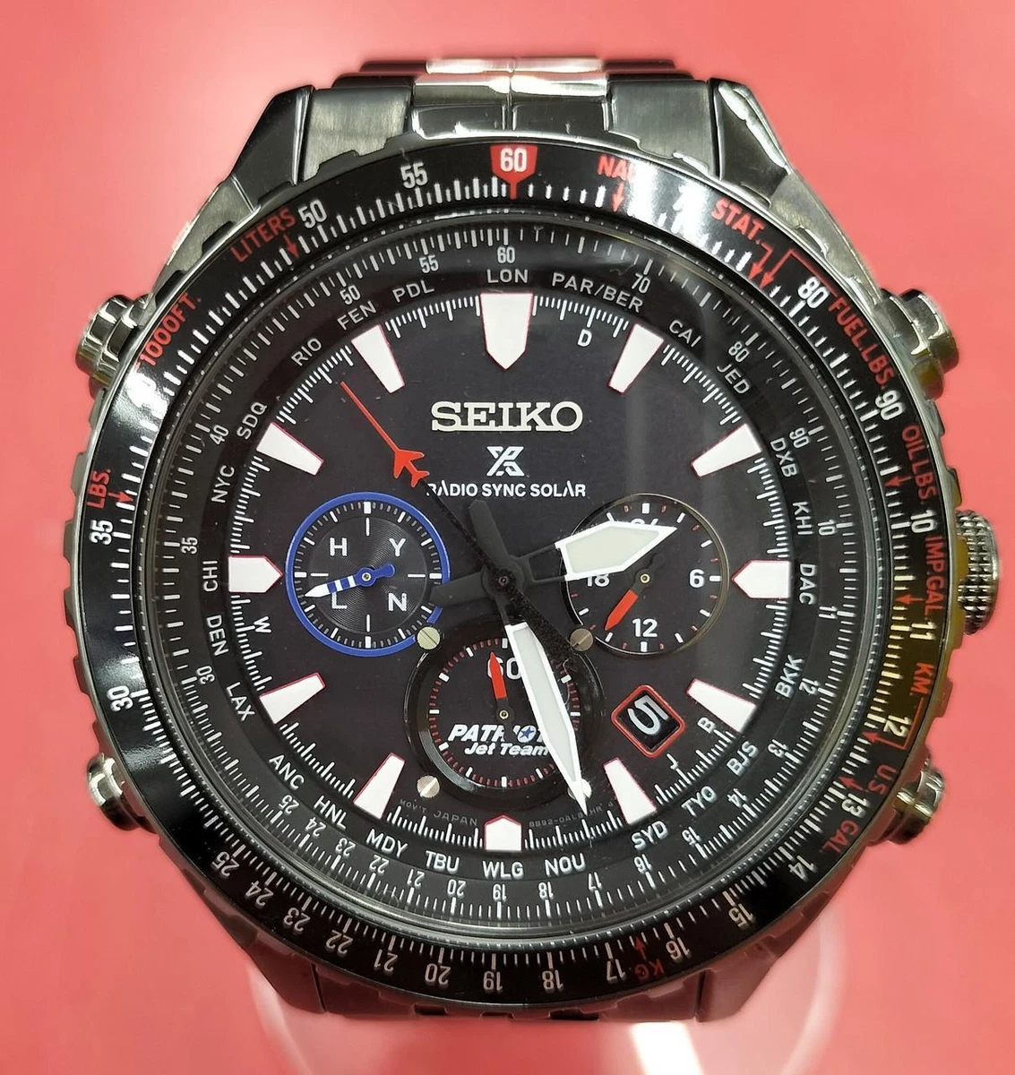 Seiko Prospex Radio Sync Solar Patriots Jet Team Quartz SS Men s