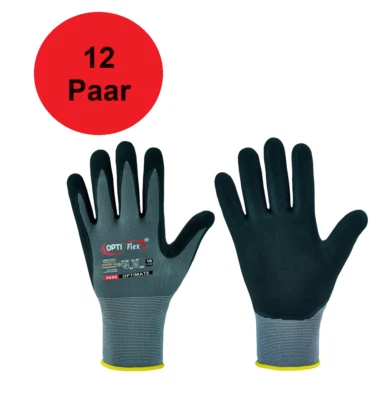 12x OPTIFLEX OPTIMATE Nitril Arbeitshandschuhe Handschuhe Montagehandschuh 9, 10