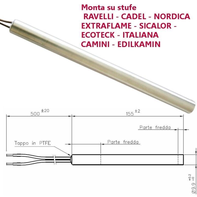 Candeletta Accensione Stufa Pellet - 300W 155mm Per Edilkamin, Nordica, Extraflame E Altri Modelli - Foto 3