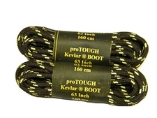 2 Pair - Black w/ Yellow 7/32 Thick heavy duty round shoelaces made with kevlar