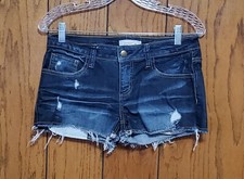 Forever 21 Denim Cutoff Shorts Low Rise Dark Wash Short Womens Size 28 Distress