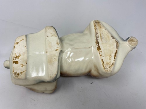 Vintage MCM Ceramic Glazed Pottery Bulldog Planter 14" Long X 8" Wide X 6.5 Tall - Picture 8 of 14