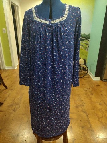 croft & barrow small long sleeve blue floral nightgown - Picture 3 of 3