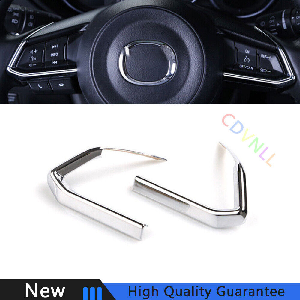 For Mazda 6 Atenza 2020-2021 Chrome Silver Car Steering Wheel Switch Cover Trim