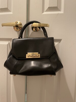 zac posen handbag black satchel leather 