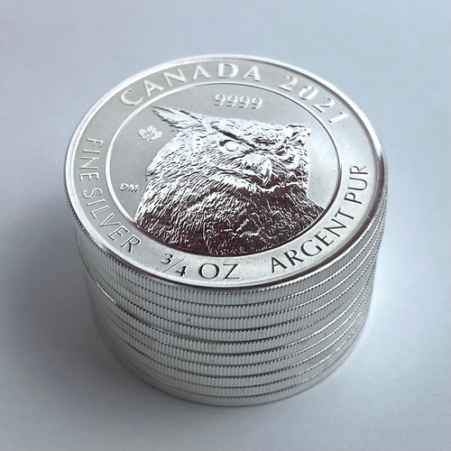 (10) 2021 Horned Owl Canada Mint 9999 3/4 Troy Oz Reverse Proof Silver Round - Picture 5 of 6