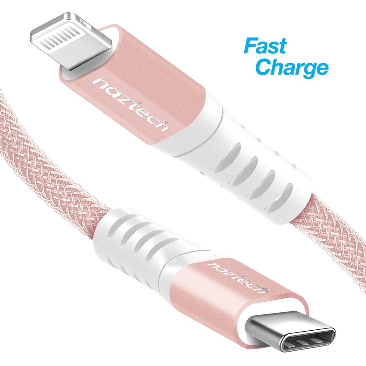 Naztech Braided Fast Charge MFi Lightning to USB-C Cable Rose