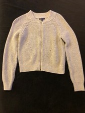 EUC Gap Kids Girls Gray Ribbed Full Zip Crew Neck Cardigan - XL 12 100 Cotton